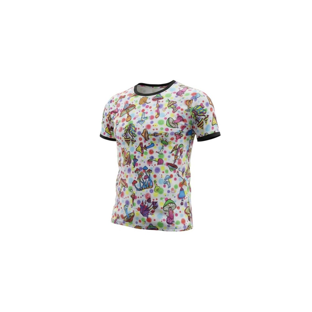 Fresh Prints of Bel-Air T-Shirt Mens Large White Mushroom Psychedelic Ringer